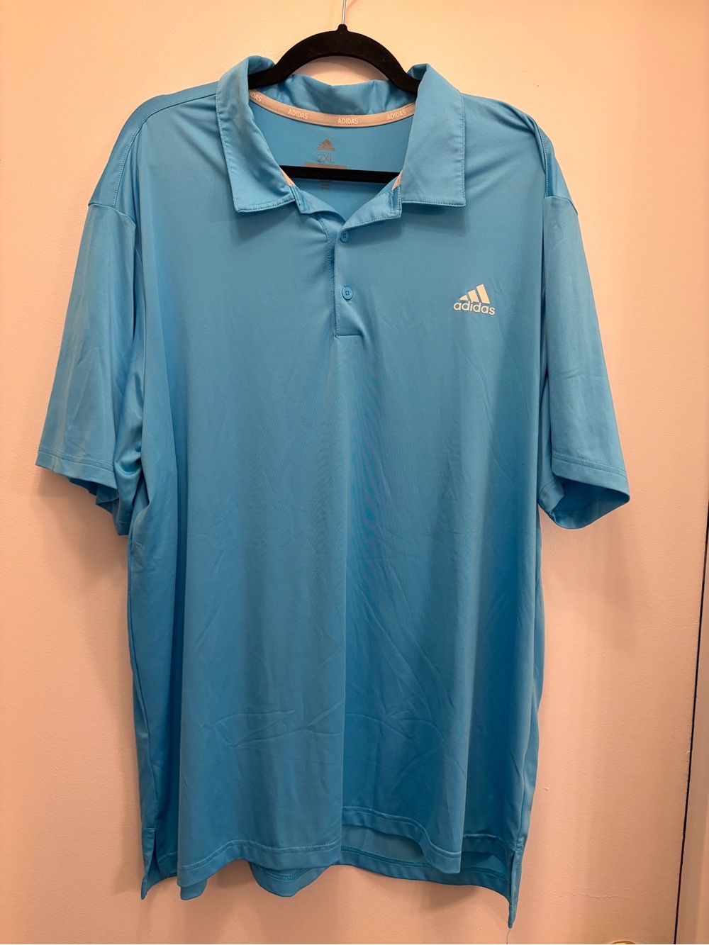 Adidas Golf Performance Polo Shirt Mens 2XL XXL Aqua Blue Short Sleeve